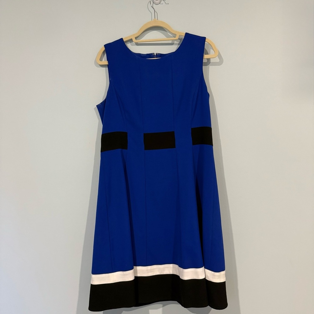 Calvin Klein Blue and Black Midi Dress